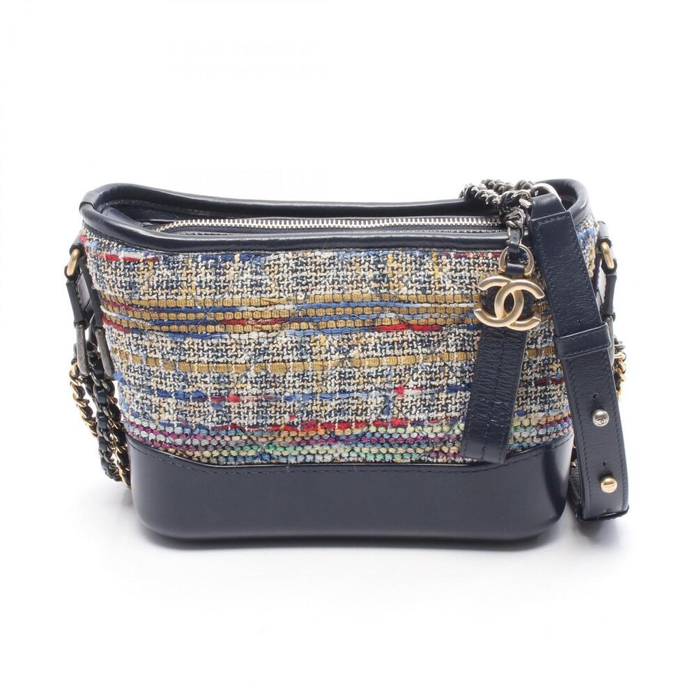 Chanel Gabrielle de Hobo Shoulder Bag Leather Navy Blue Multicolor